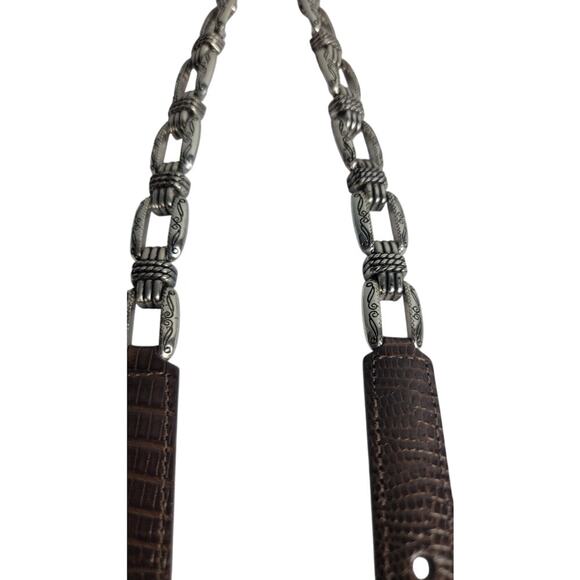 Brighton Belt Bundle Women's Sz M Brown Leather Silver Hardware Woven Textured - Picture 4 of 15